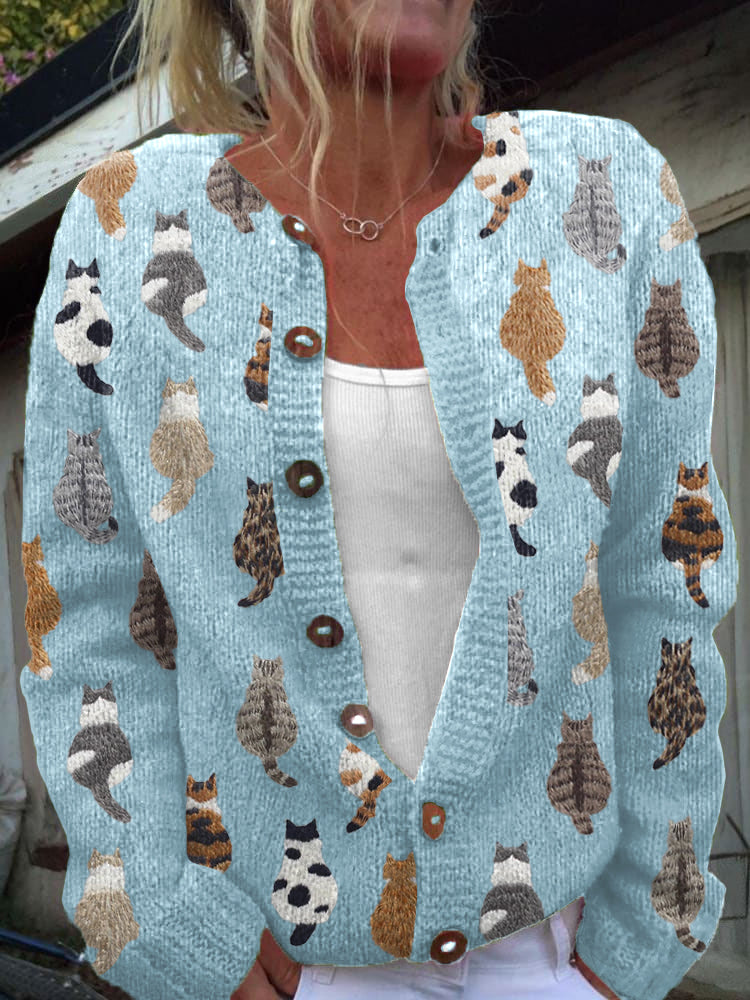 Winslow Women's Cat Print Knit Cardigan
