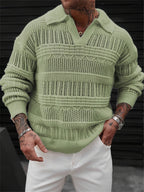 Prescott Men's Collared Crochet Knit Sweater