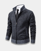 Harrison Jacquard Knit Zip Cardigan Sweater