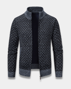 Harrison Jacquard Knit Zip Cardigan Sweater