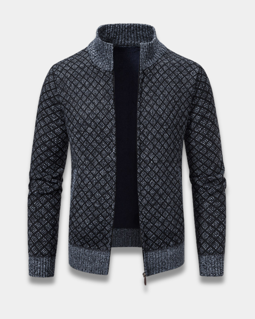 Harrison Jacquard Knit Zip Cardigan Sweater