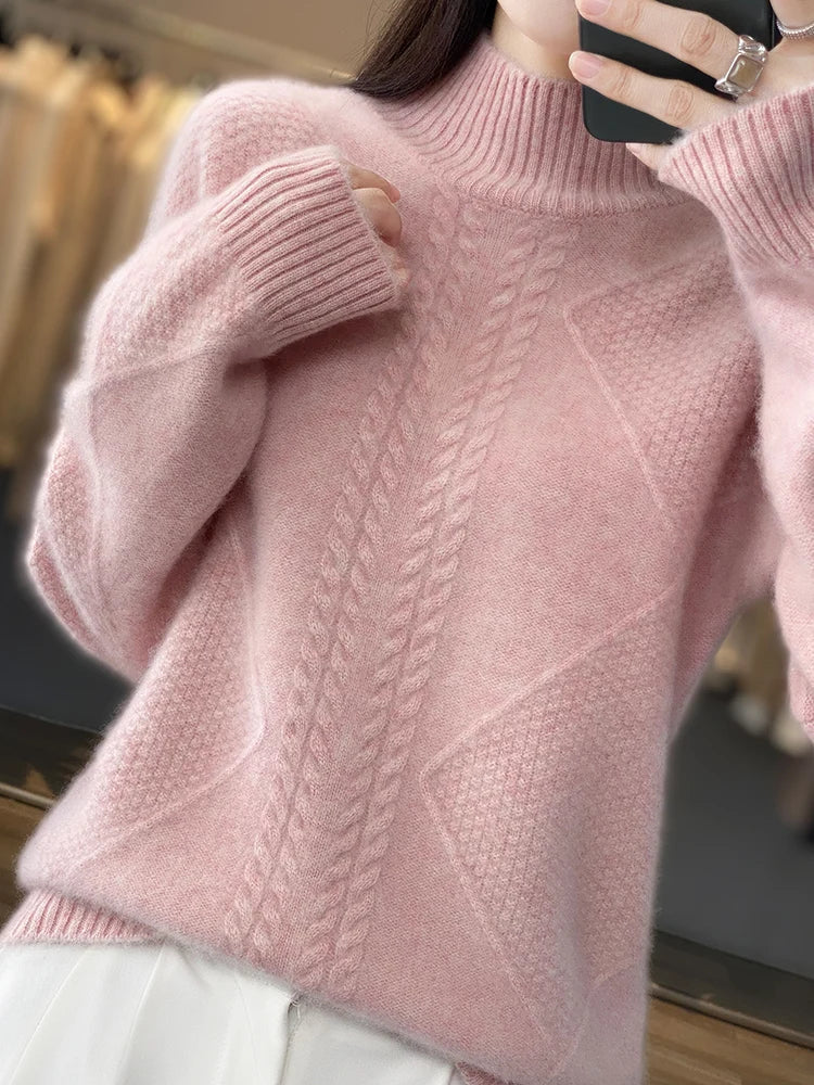 Blakely Cashmere Cable Knit Turtleneck Sweater