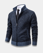 Harrison Jacquard Knit Zip Cardigan Sweater