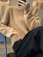 Blakely Cashmere Cable Knit Turtleneck Sweater