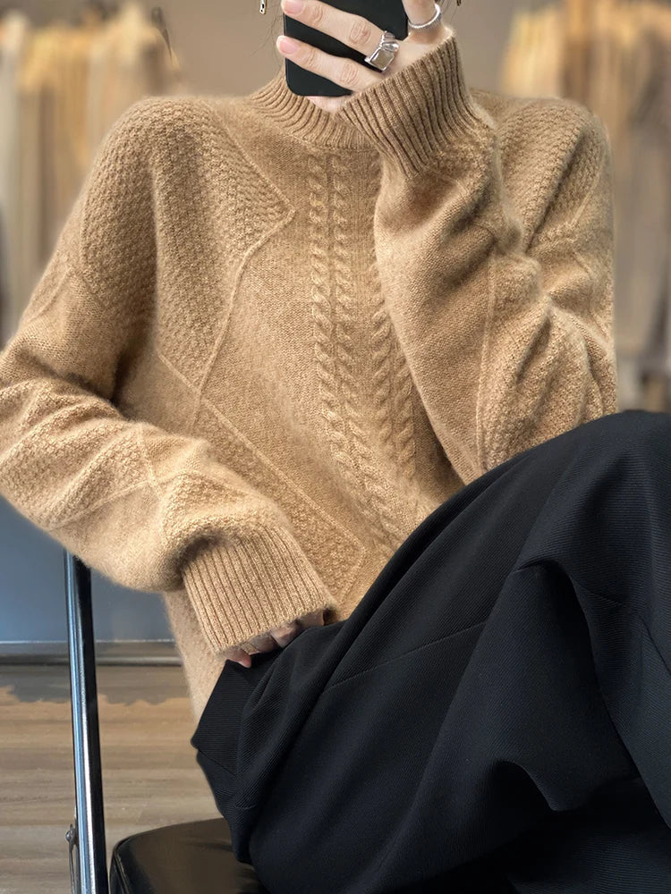 Blakely Cashmere Cable Knit Turtleneck Sweater