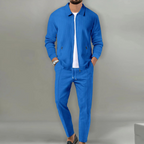 Ashford Men's Houndstooth Zip Two Piece Sweat Set