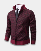 Harrison Jacquard Knit Zip Cardigan Sweater