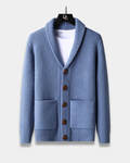 Sutton Men's Waffle Knit Shawl Cardigan | Wood Buttons