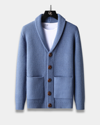 Sutton Men's Waffle Knit Shawl Cardigan | Wood Buttons