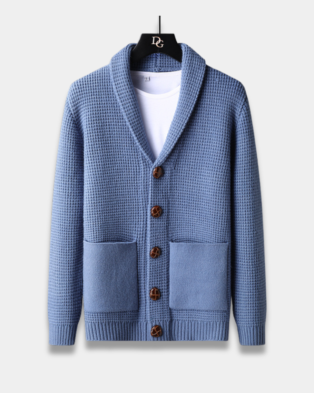 Sutton Men's Waffle Knit Shawl Cardigan | Wood Buttons