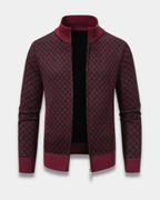 Harrison Jacquard Knit Zip Cardigan Sweater