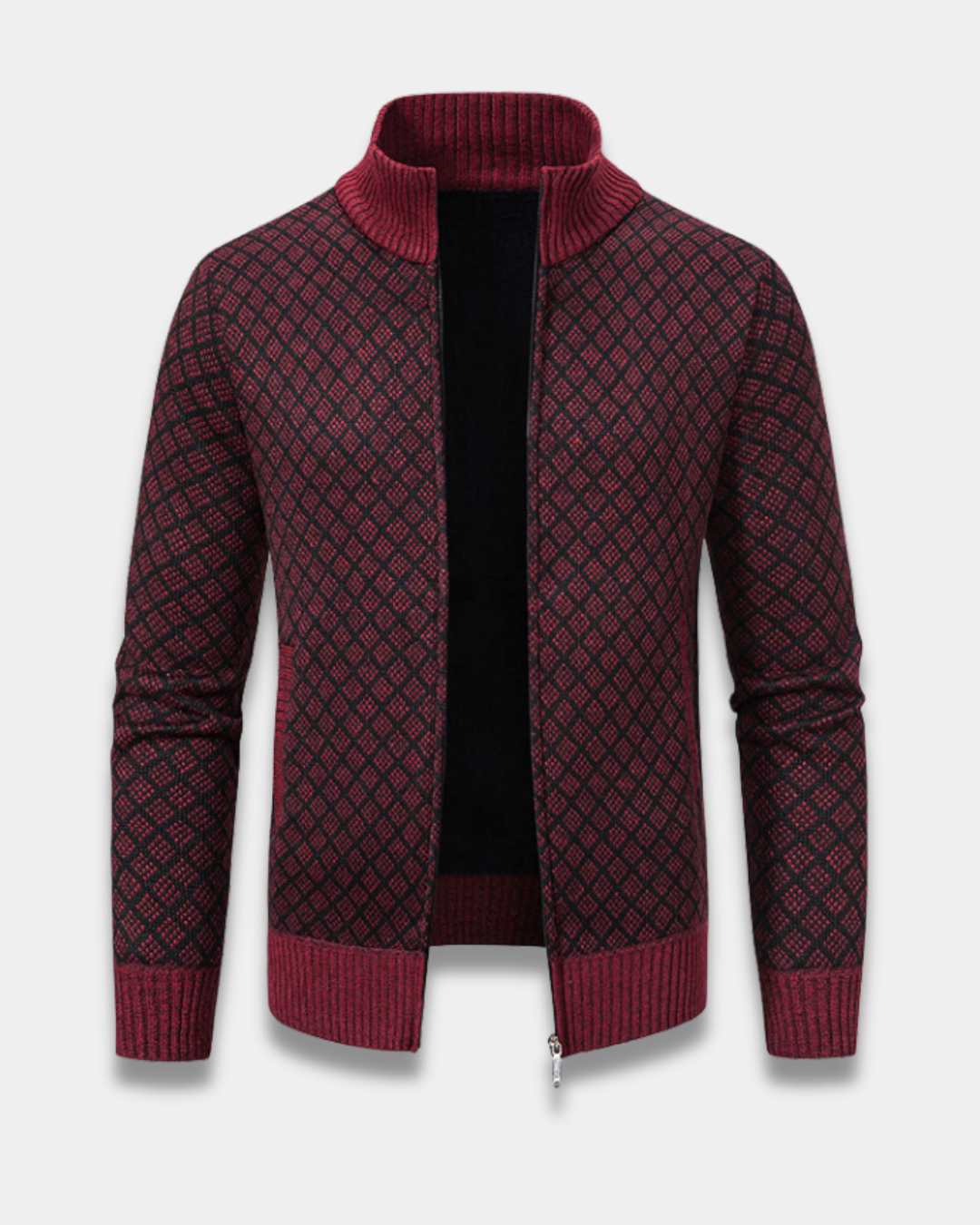 Harrison Jacquard Knit Zip Cardigan Sweater