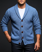 Sutton Men's Waffle Knit Shawl Cardigan | Wood Buttons