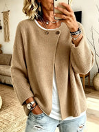 Odalys Stylish Asymmetric Ribbed Cardigan Sweater