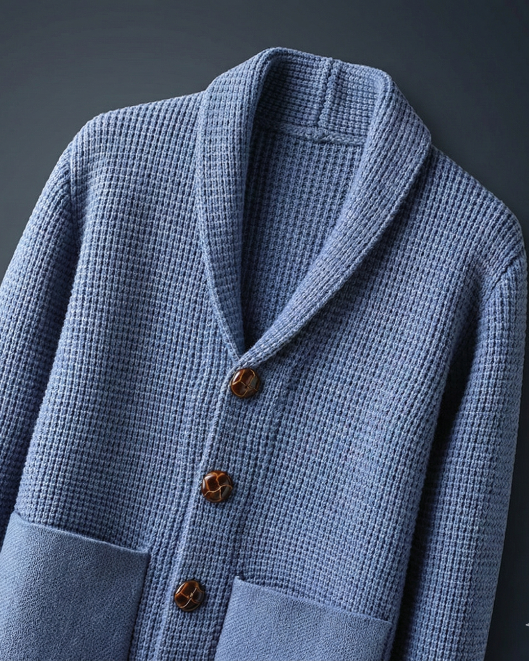 Sutton Men's Waffle Knit Shawl Cardigan | Wood Buttons