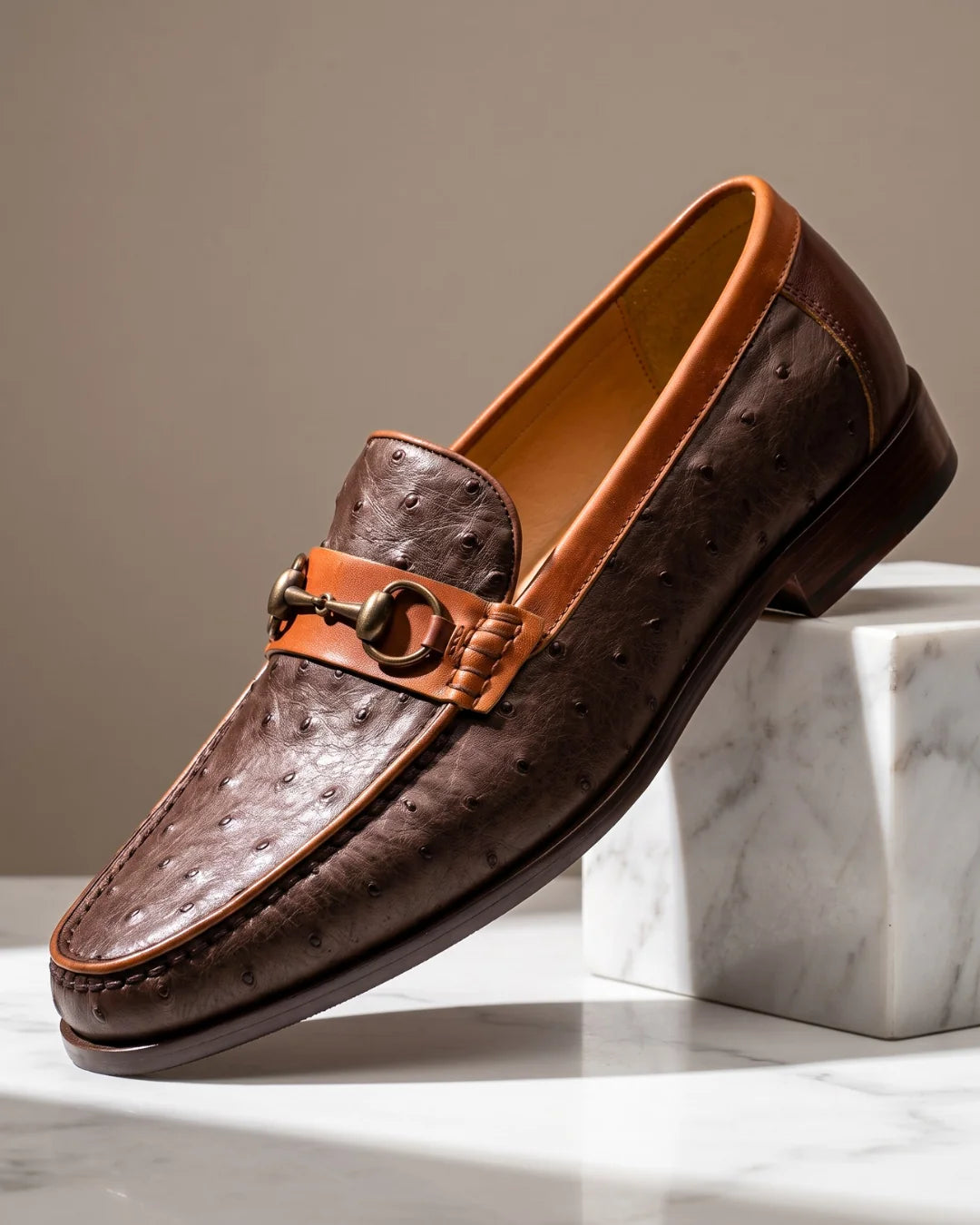 Delacroix Men's Ostrich Horsebit Loafers