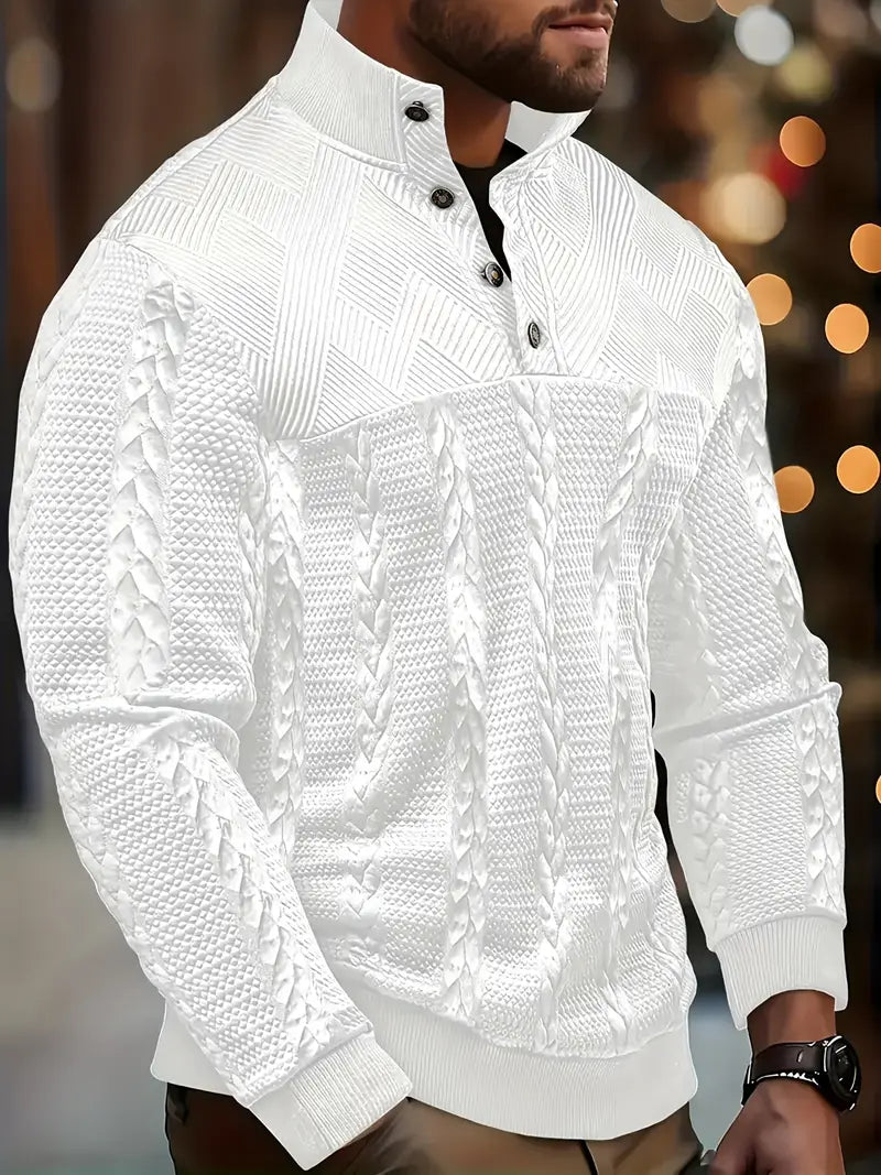 Sutton Men's Cable Knit Henley Sweater