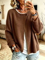 Odalys Stylish Asymmetric Ribbed Cardigan Sweater