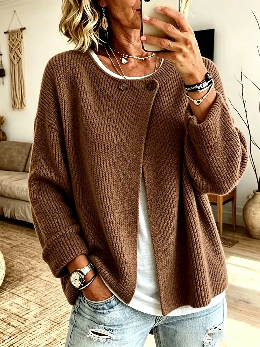 Odalys Stylish Asymmetric Ribbed Cardigan Sweater