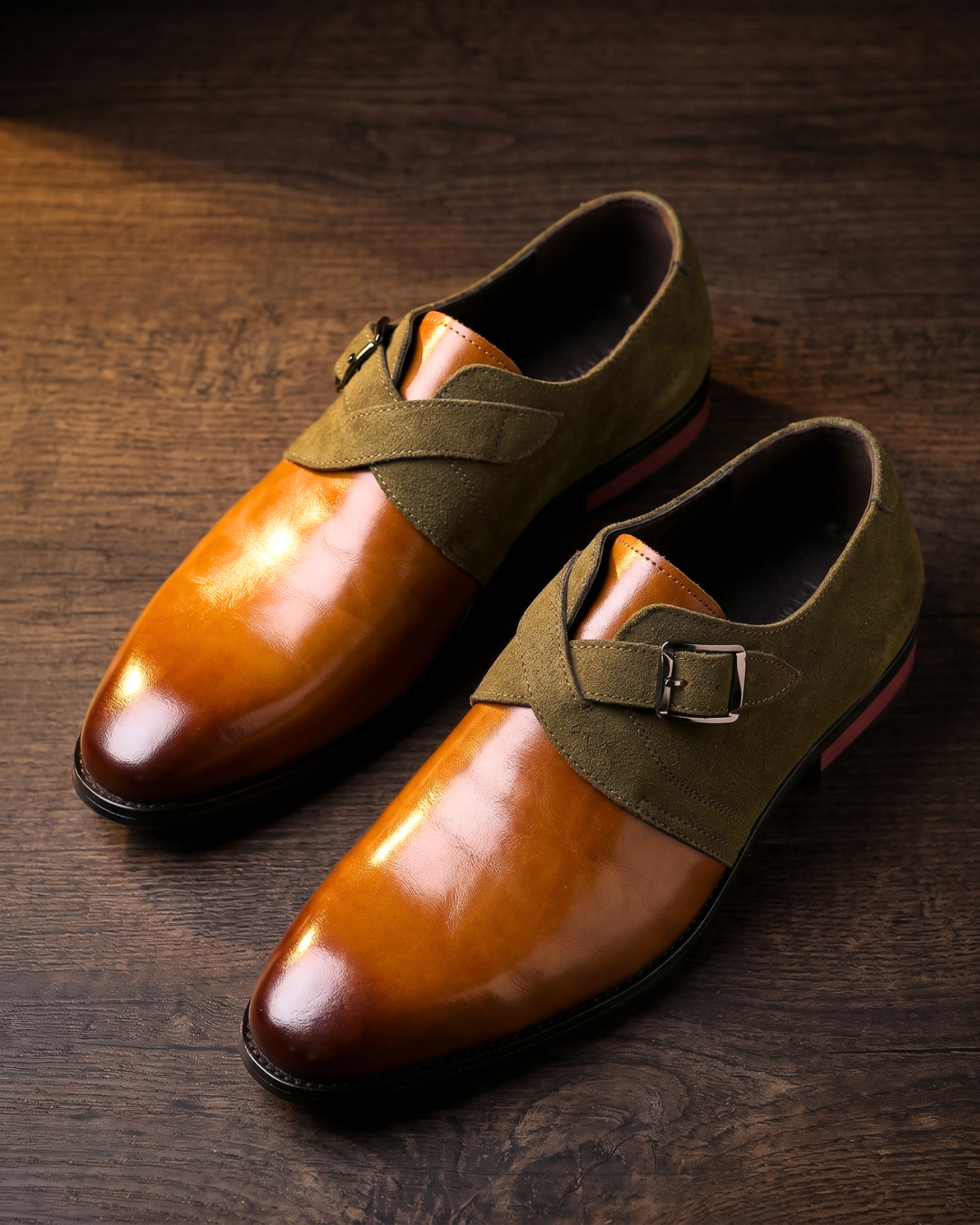 Sutton Men's Suede Leather Monk Strap Shoes