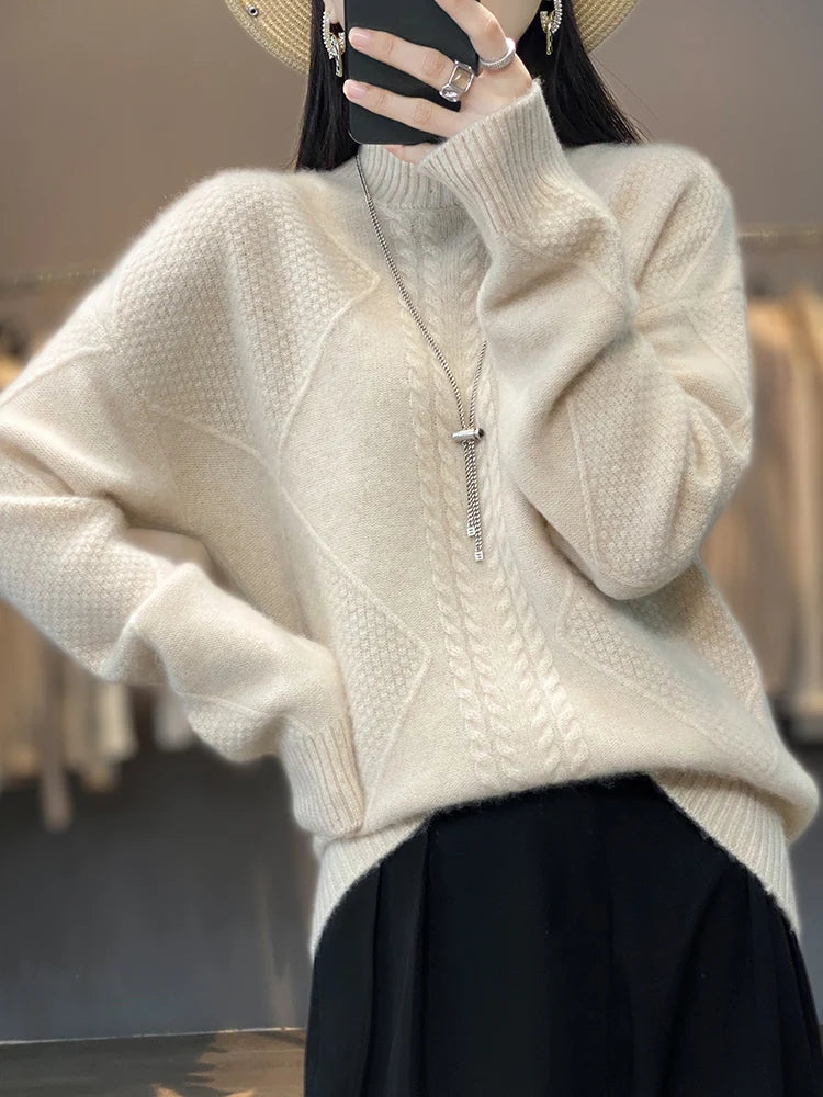 Blakely Cashmere Cable Knit Turtleneck Sweater