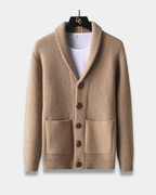 Sutton Men's Waffle Knit Shawl Cardigan | Wood Buttons
