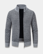 Harrison Jacquard Knit Zip Cardigan Sweater