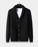Sutton Men's Waffle Knit Shawl Cardigan | Wood Buttons