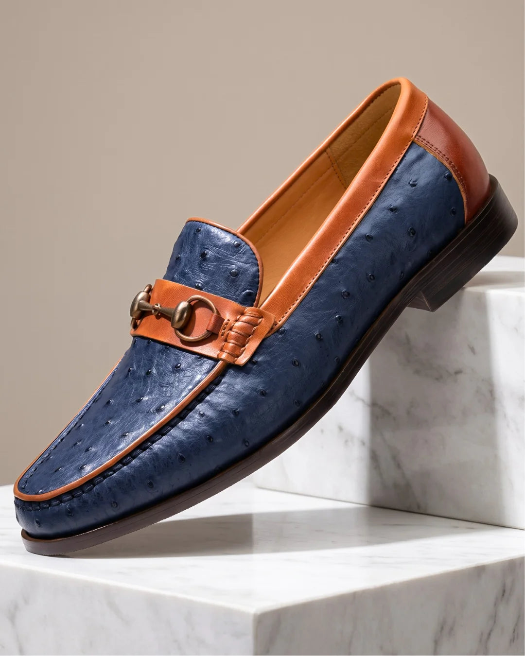 Delacroix Men's Ostrich Horsebit Loafers