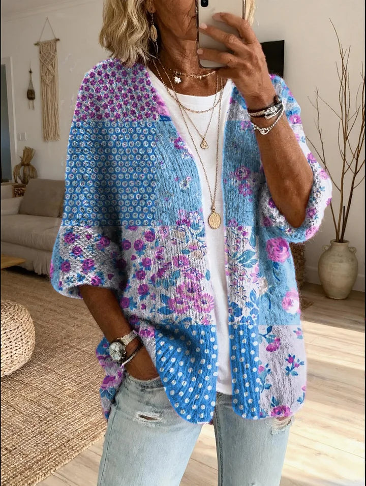 Marlowe Women's Floral Patchwork Knit Cardigan