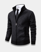 Harrison Jacquard Knit Zip Cardigan Sweater