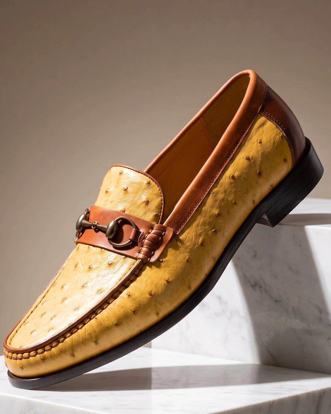 Delacroix Men's Ostrich Horsebit Loafers