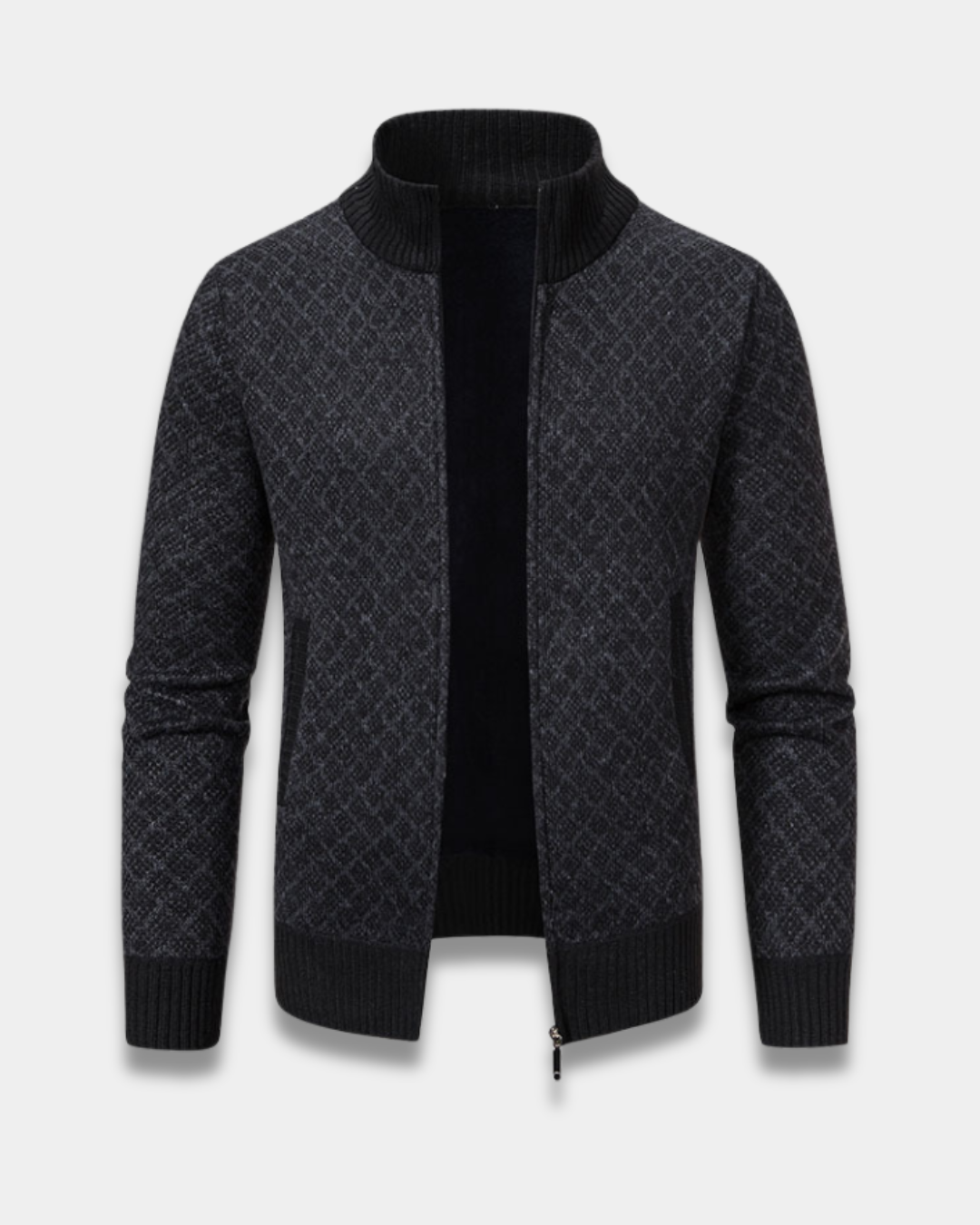 Harrison Jacquard Knit Zip Cardigan Sweater