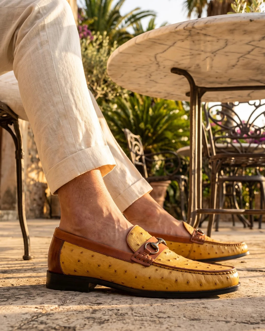 Delacroix Men's Ostrich Horsebit Loafers