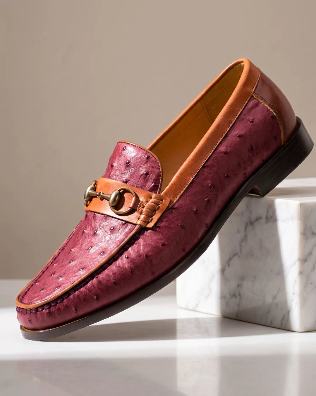 Delacroix Men's Ostrich Horsebit Loafers