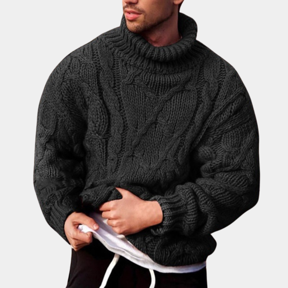 Ambrose Warm Cable Knit Fisherman Turtleneck Sweater