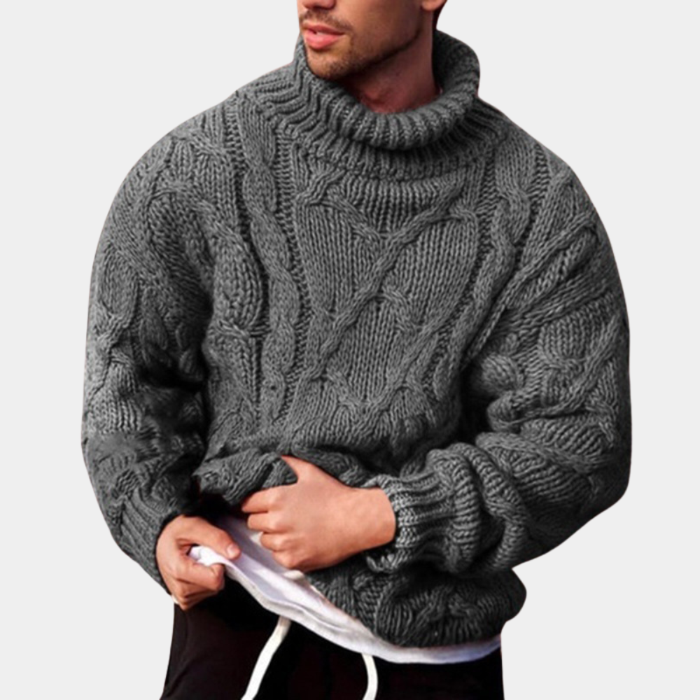 Ambrose Warm Cable Knit Fisherman Turtleneck Sweater