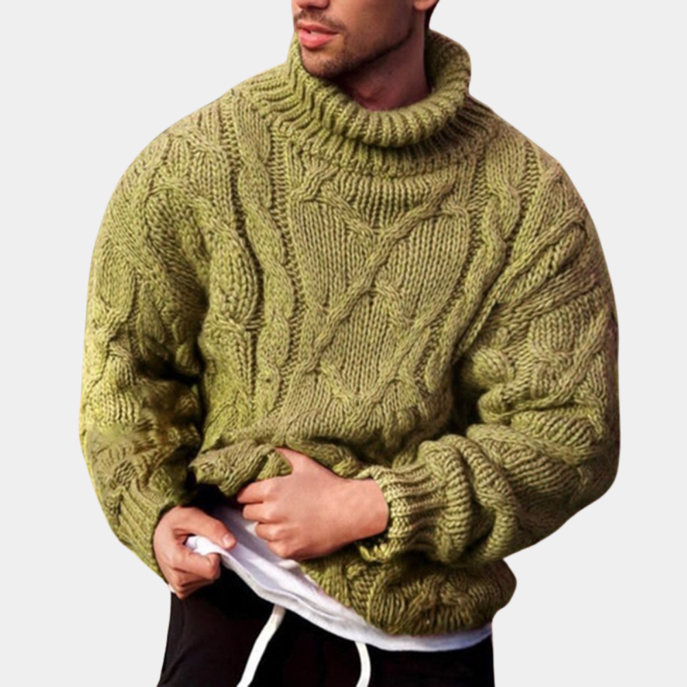 Ambrose Warm Cable Knit Fisherman Turtleneck Sweater