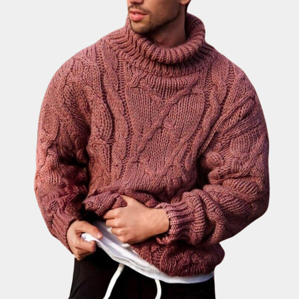 Ambrose Warm Cable Knit Fisherman Turtleneck Sweater