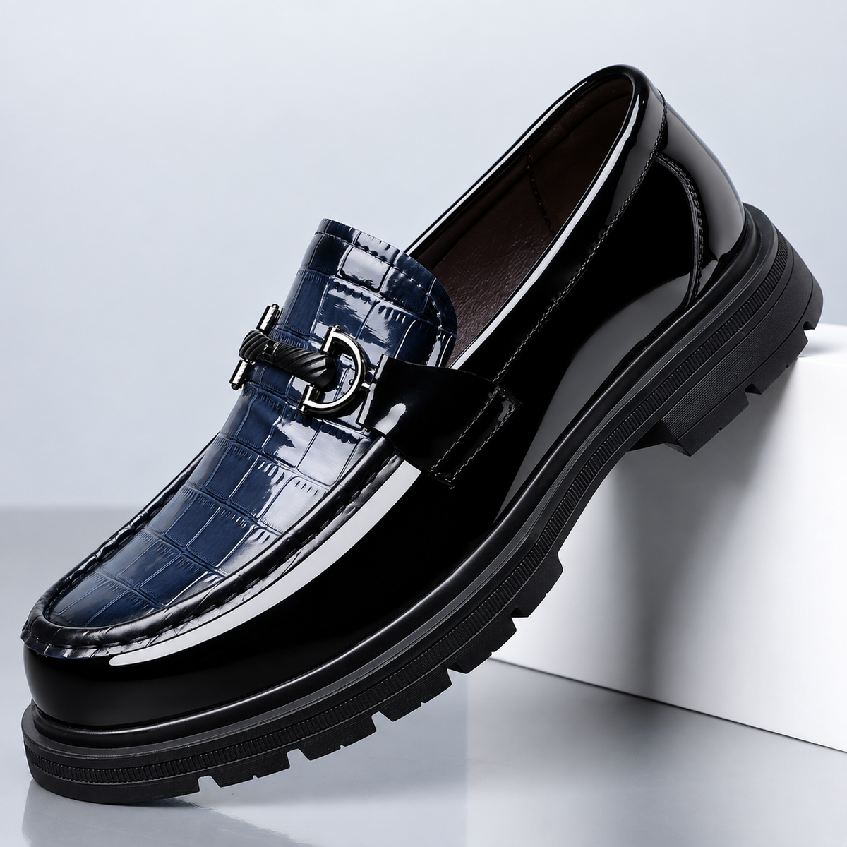 Barrett Men's Croc Embossed Chunky Sole Loafers