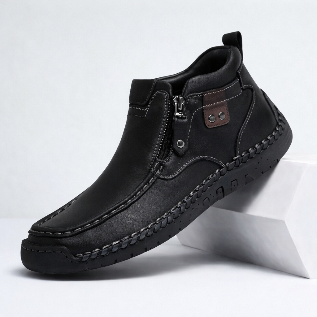 Everett Men's Leather Side Zip Ankle Boots