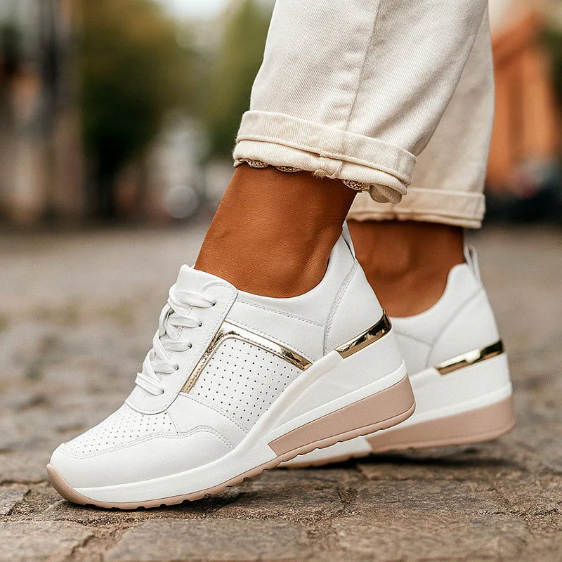 Everly Women's Metallic Wedge Comfy Sneakers