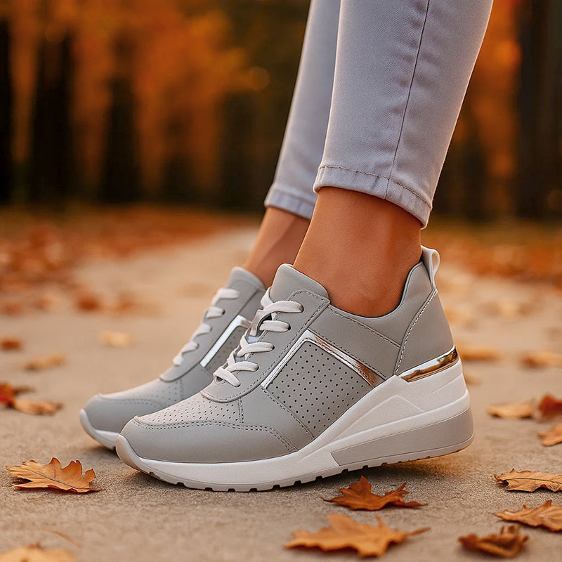 Everly Women's Metallic Wedge Comfy Sneakers