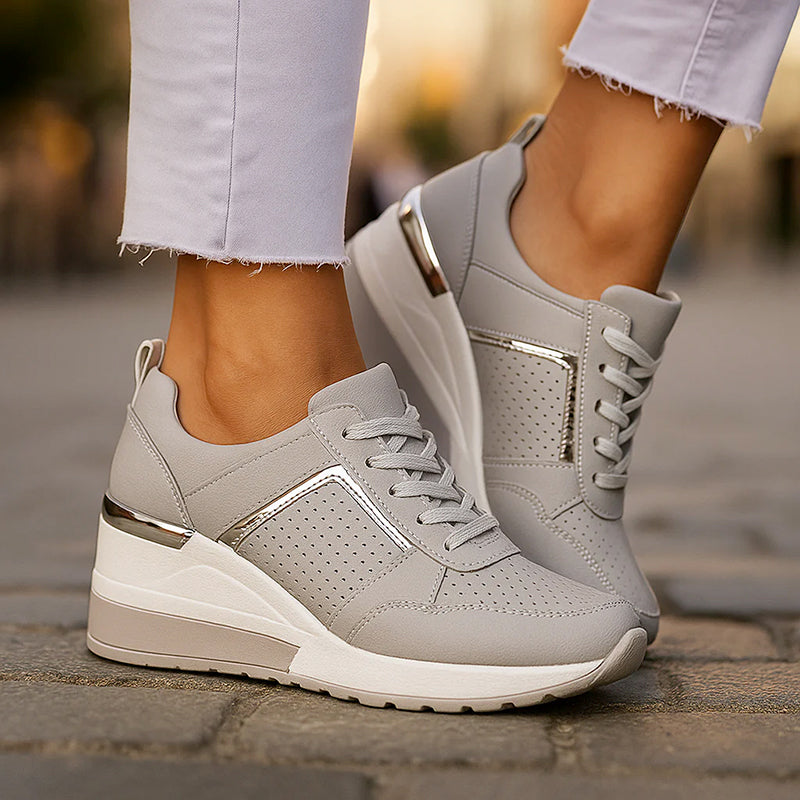 Everly Women's Metallic Wedge Comfy Sneakers