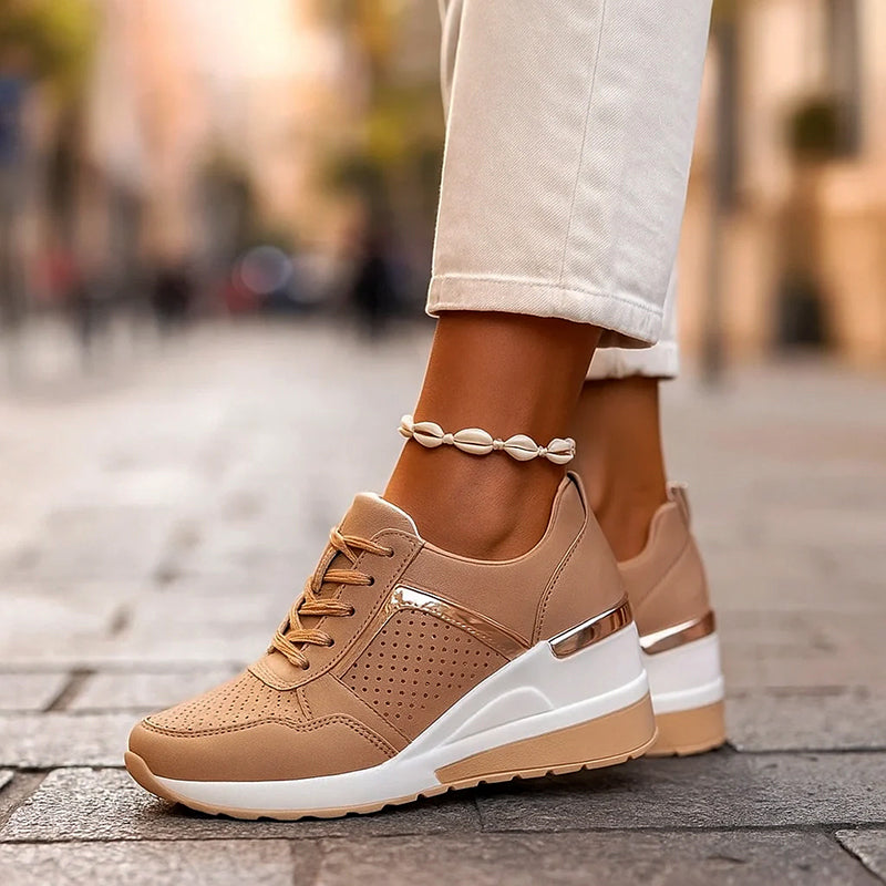 Everly Women's Metallic Wedge Comfy Sneakers
