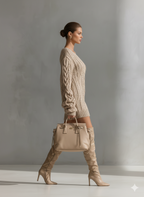 Everly Cable Knit Asymmetric Sweater Dress