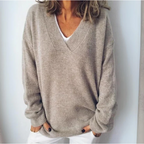 Everly Women's Elegant Ribbed V Neck Sweater