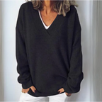 Everly Women's Elegant Ribbed V Neck Sweater