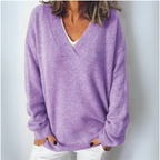 Everly Women's Elegant Ribbed V Neck Sweater