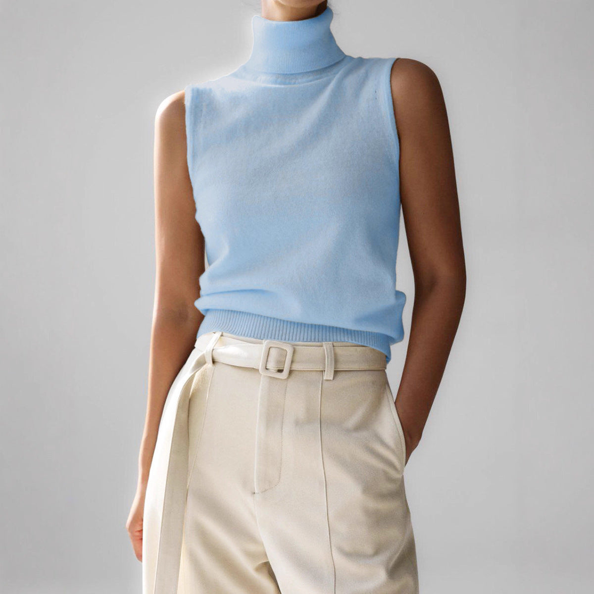 Eleanor Women's Cashmere Sleeveless Turtleneck Top